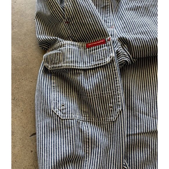 Vintage Ralph Lauren Jeans Co. Pants 12 Blue White Stripe Cropped Cargo Pockets - Picture 3 of 13